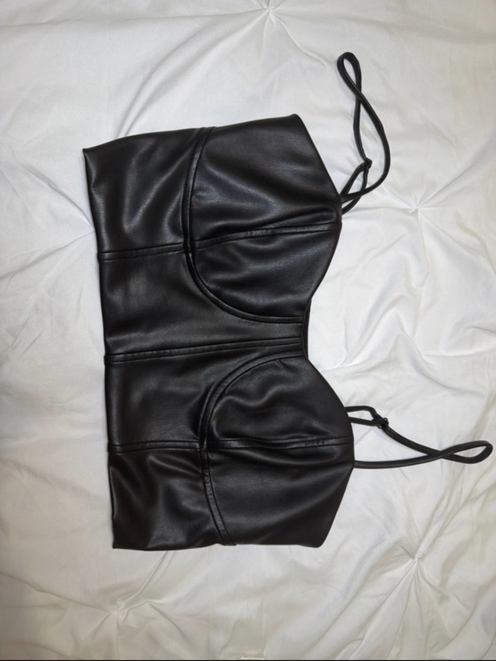 Express Black Faux Leather Bustier Crop Top